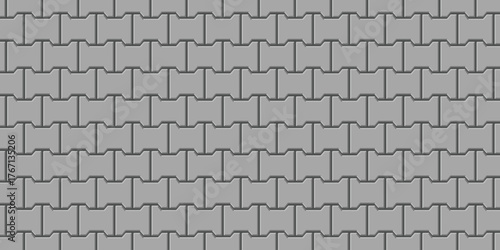 Metal grid pattern background, tile floor pavement in gray color vector illustration.	