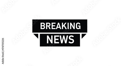 Breaking news banner illustration with black and white graphic design elements