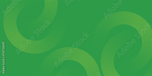 Abstract glowing green circle geometric line on dark green blue background. Modern shiny blue pattern design.