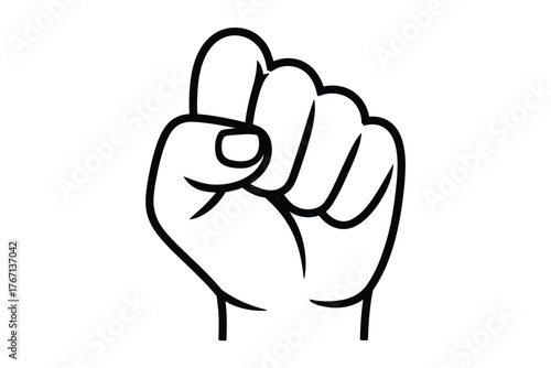 Black and white outline of a clenched fist