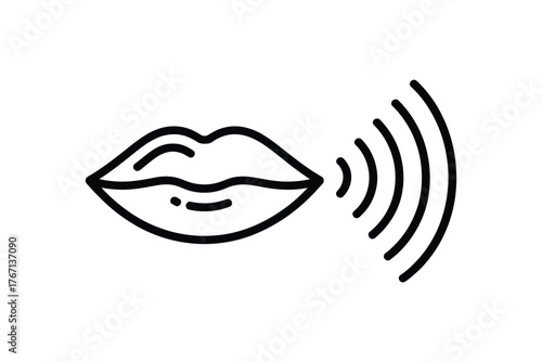 Icon of lips speaking with sound waves emanating