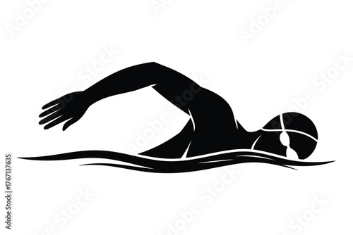 Silhouette of a swimmer performing the front crawl stroke