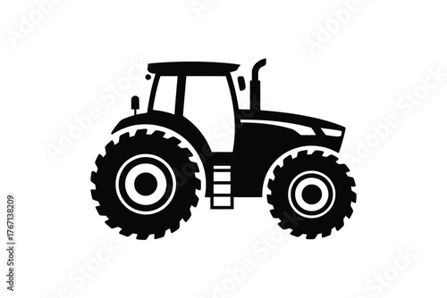 Black silhouette of a modern farm tractor
