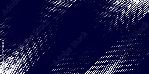 Abstract halftone wave dots grunge dark navy background. White pattern color. Modern grunge art. Vector illustration.