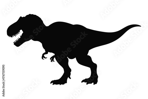 Silhouette of a ferocious tyrannosaurus rex dinosaur