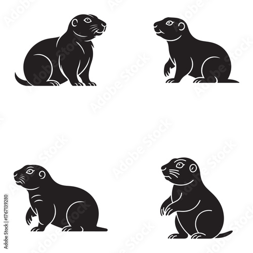 Collection of prairie dog animal graphics silhouette