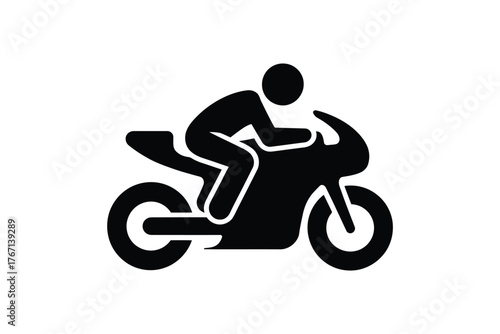 Silhouette of a person riding a sport motorcycle