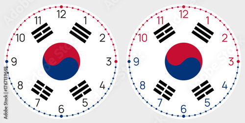South Korea Flag Clock Face – Korean Taegukgi Wall Clock Design