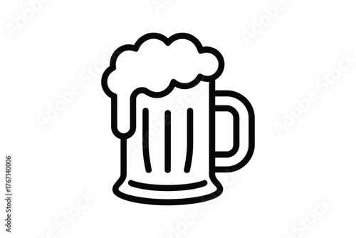 Simple line art icon of a frothy beer mug