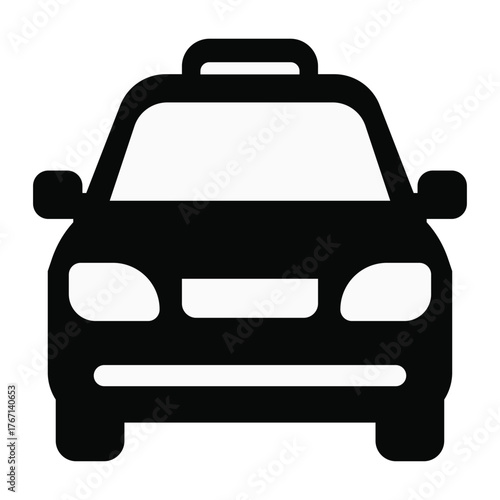 Minimalist Black Taxi Icon with Simple Design and Clear Lines