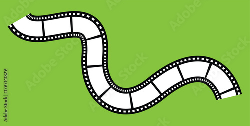 Photographic film in retro style, Film strip icon used for videography elements, cinema reel. Trendy editable camera roll effect design. Curved film strip.