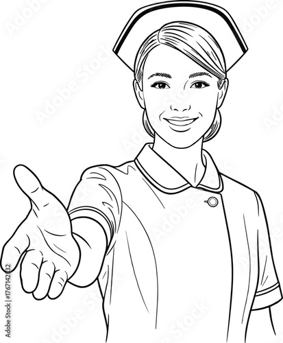 Nurse illustration, healthcare support, medical professional, helping hand, hospital staff, patient care, compassion, friendly nurse, medical service, healthcare worker 