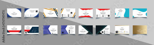 Professional business card template collection. Bundle of modern corporate visiting card designs in multiple color schemes with clean name card vector layouts.