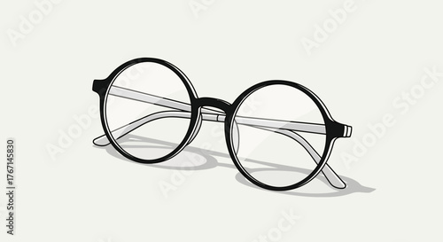 Round Frame Reading Glasses Illustration Vector Design