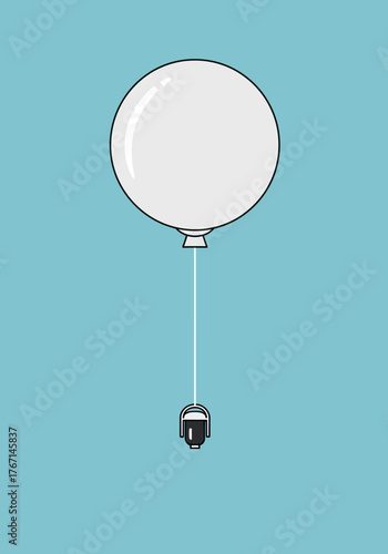 Weather Balloon with Radiosonde Scientific Instrument Illustration