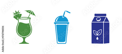 A collection of icons showcasing cold alcoholic and soft drinks.