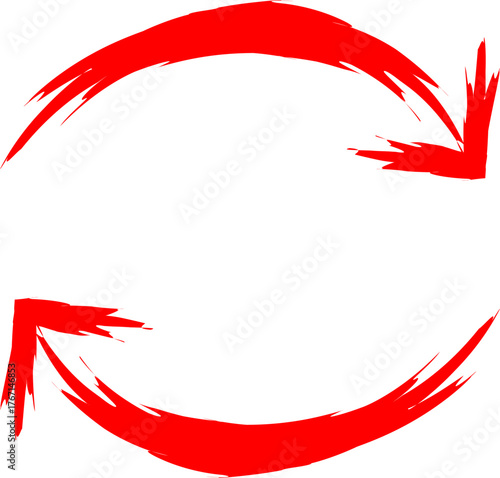 Red arrows forming a circular shape, symbolizing processes, cycles, and repetition.