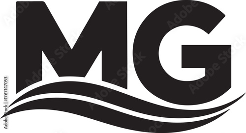 Mg initials logo with flowing wave element iconic brand identity mark isolated on transparent background