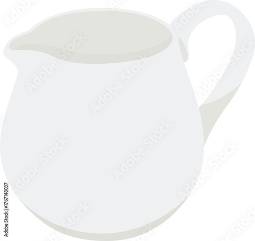Illustration of a White Ceramic Cream Pitcher