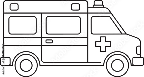 Simple line art ambulance icon for emergency medical services and transportation isolated on transparent background