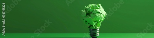 Crumbled Green Paper Bulb - Idea and Recycle