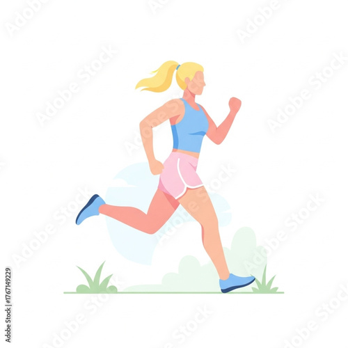 Flat Design Illustration of a Woman Jogging.eps