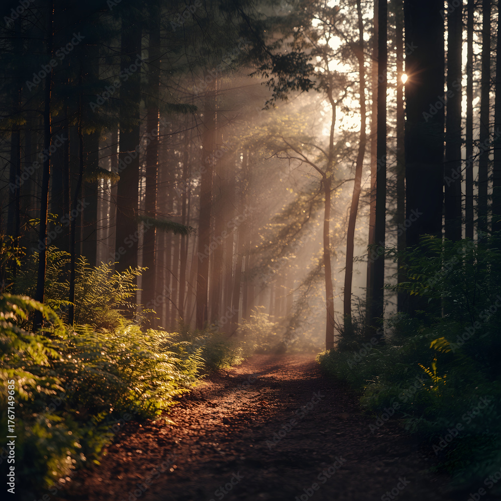 Fototapeta premium forest in the morning fog