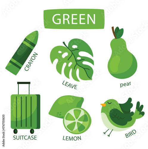 Objetos verdes y vocabulario