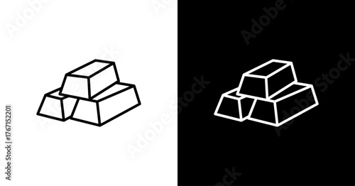Gold Bars White Icon Set Design