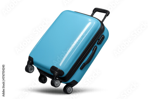 Blue hard shell luggage suitcase for travel vacation