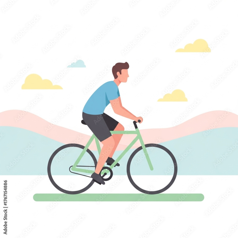 Fototapeta premium Flat Design Illustration of a Man Cycling.eps