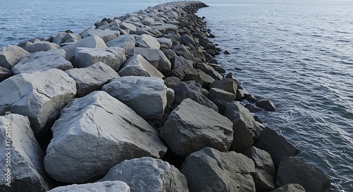 Stone breakwater jetty extending into the calm ocean water.