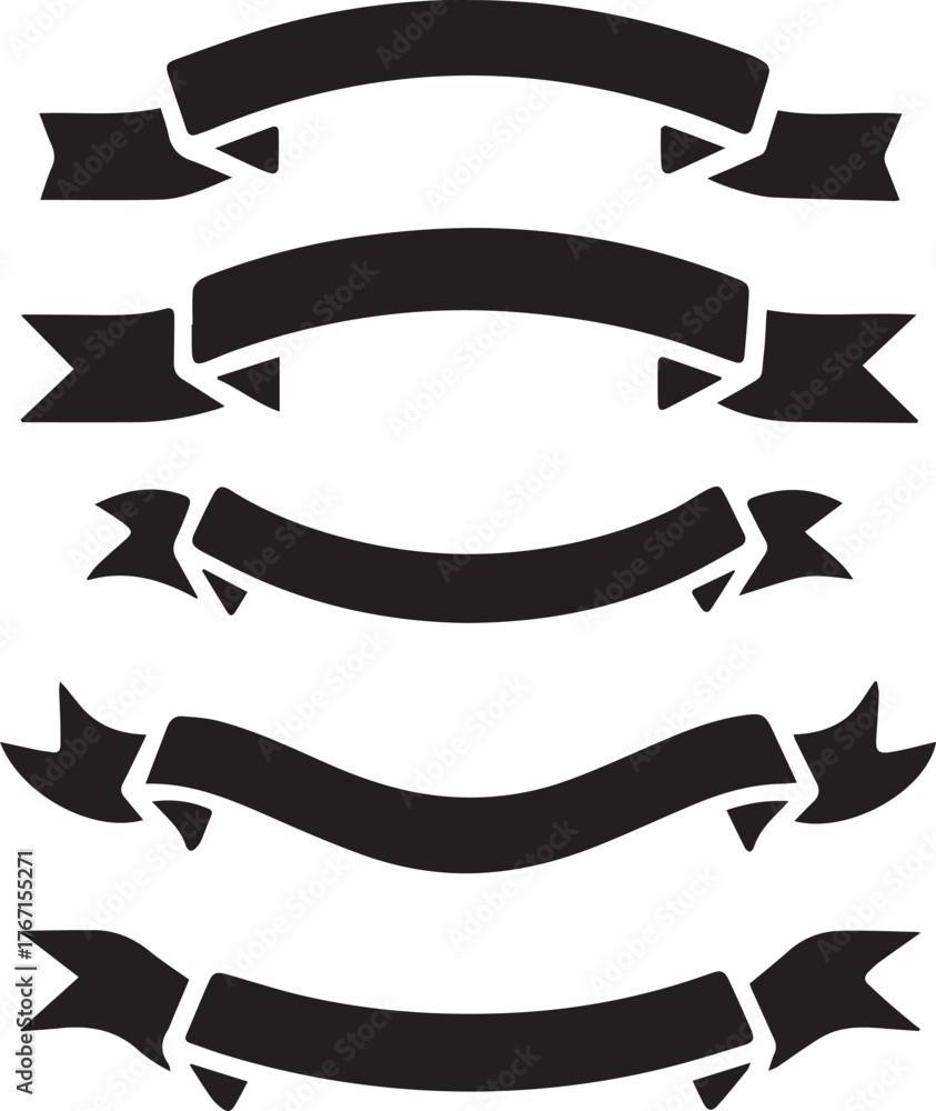 Fototapeta premium Set Of Vector Ribbons, Ribbon Banner Silhouette Vector Design, Ribbon Banner Vector illustration