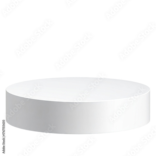 White cylinder pedestal, gradient lighting, black background