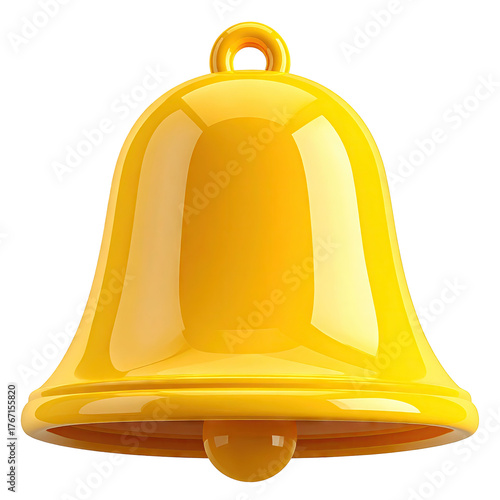 Gleaming, golden notification bell, smooth, shiny design