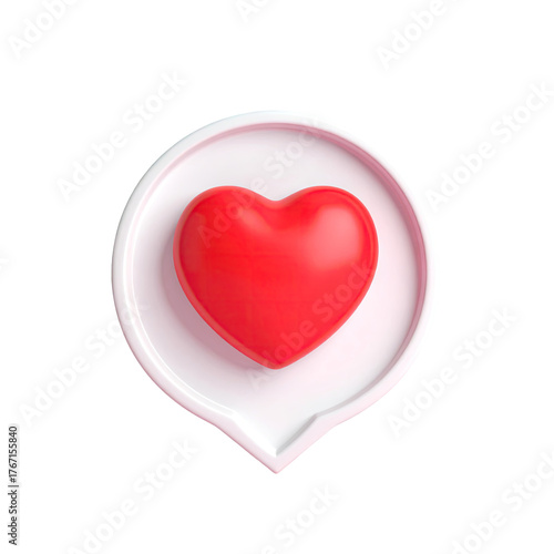Red heart inside a light pink speech bubble