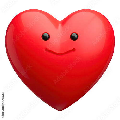 Smiling red heart with eyes and mouth on a black backdrop