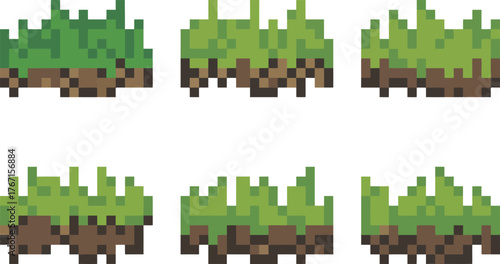 Pixel Art Grass and Soil Blocks for Game Design