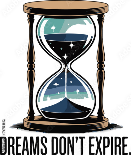Dream big don t give up motivational typography and illustration for t shirt design isolated on white background
