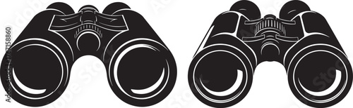 Two binoculars facing forward silhouette