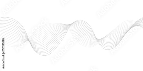 Abstract wave blend lines on transparent background. Design for banner, wallpaper, background and many more. Undulate Grey Wave Swirl, frequency sound wave, twisted curve lines with blend effect.	
