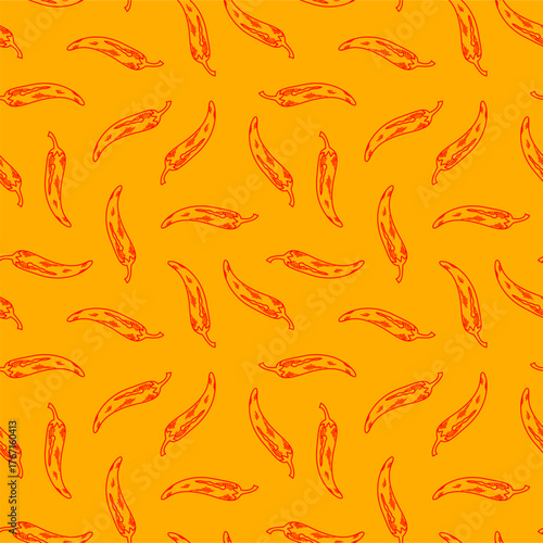 chili pattern Background. doodle chili background. pepper pattern background.
