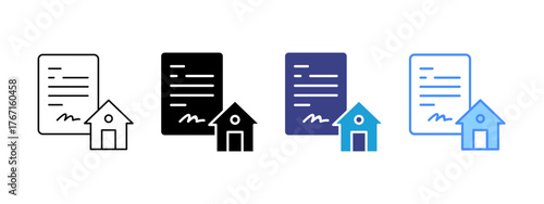 Contract icon set multiple style collection