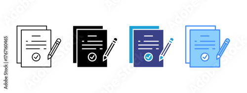 Contract icon set multiple style collection