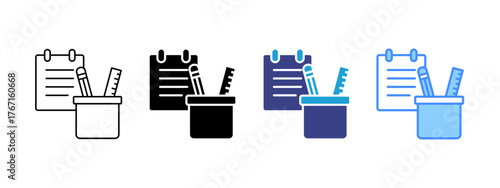 Office Supplies icon set multiple style collection