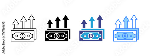 Profit Growth icon set multiple style collection