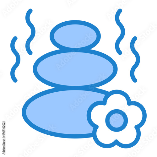 Hot Stone Massage Icon - Blue Style