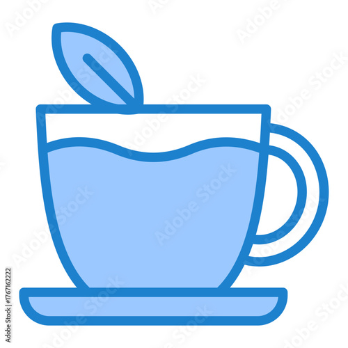 Herbal Tea Icon - Blue Style