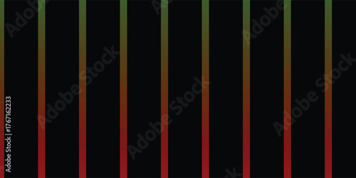 Abstract black background featuring a series of bold horizontal stripes. Each stripe displays a striking color gradient, smoothly transitioning from bright green.