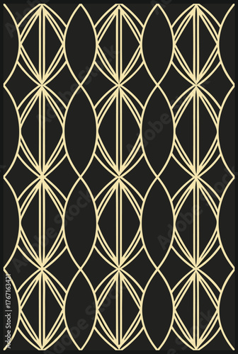 Seamless Beige Floral Vine Pattern on Black Background Featuring Vertical Leaves and Delicate Flowers for Sophisticated Wallpaper and Textile Design
